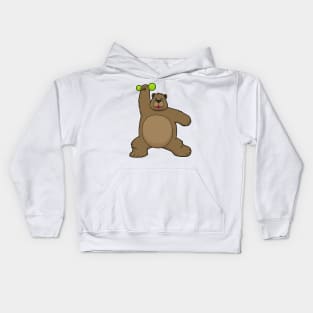 Bear with Dumbbell at Yoga Fitness Kids Hoodie